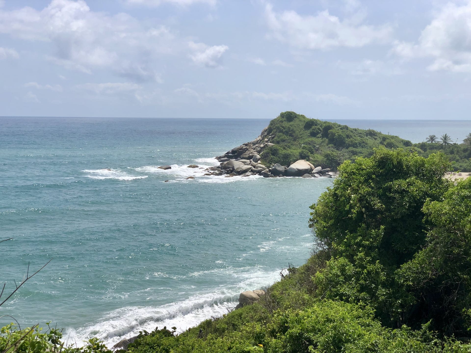 Tayrona National Park, Colombia Scenic Caribbean Sea vista from the trail connecting Playa Cañaveral and Playa Arrecifes.