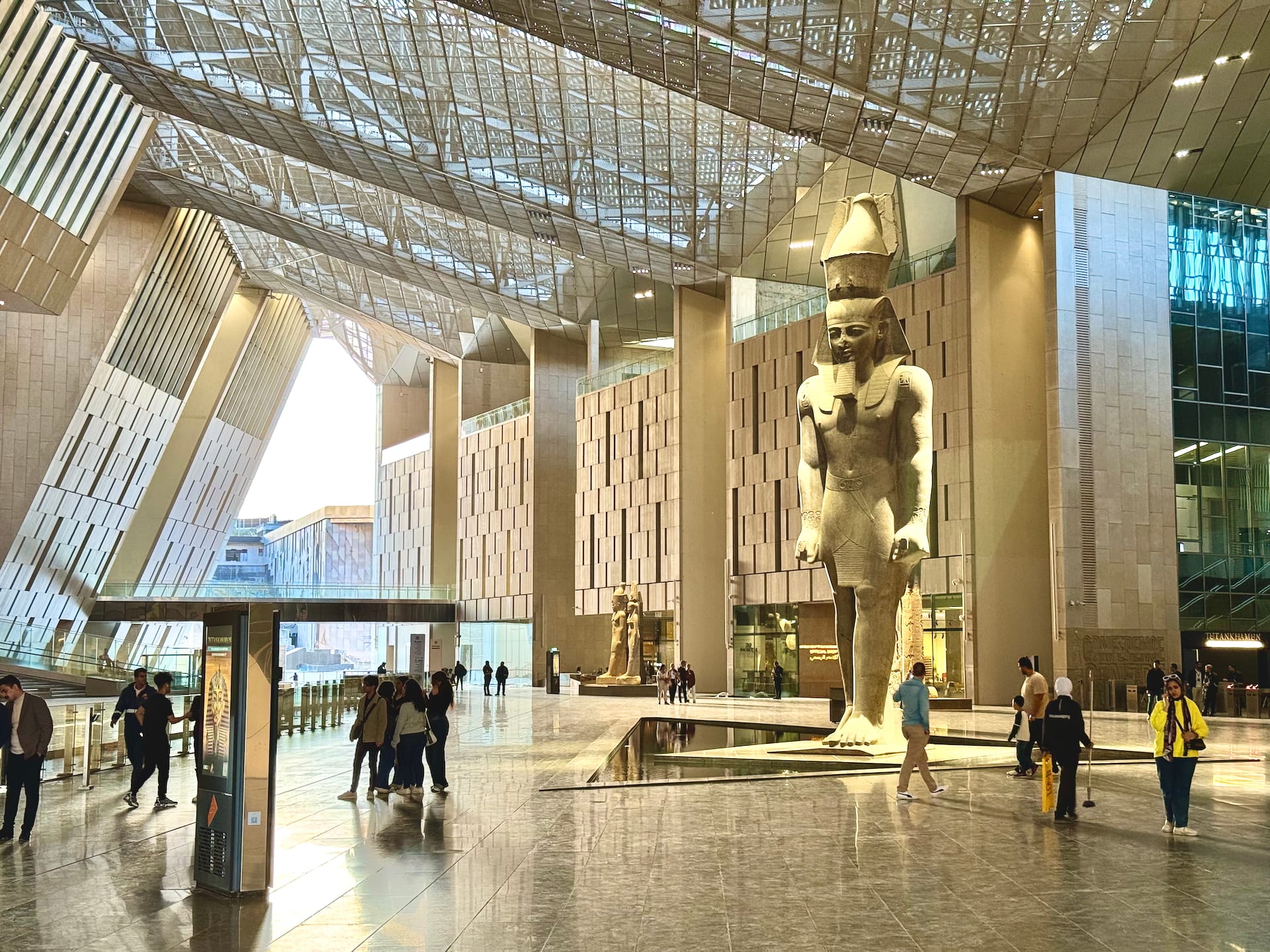 Grand Egyptian Museum, Giza, Egypt Main hall of the Grand Egyptian Museum, with Ramesses II's statue