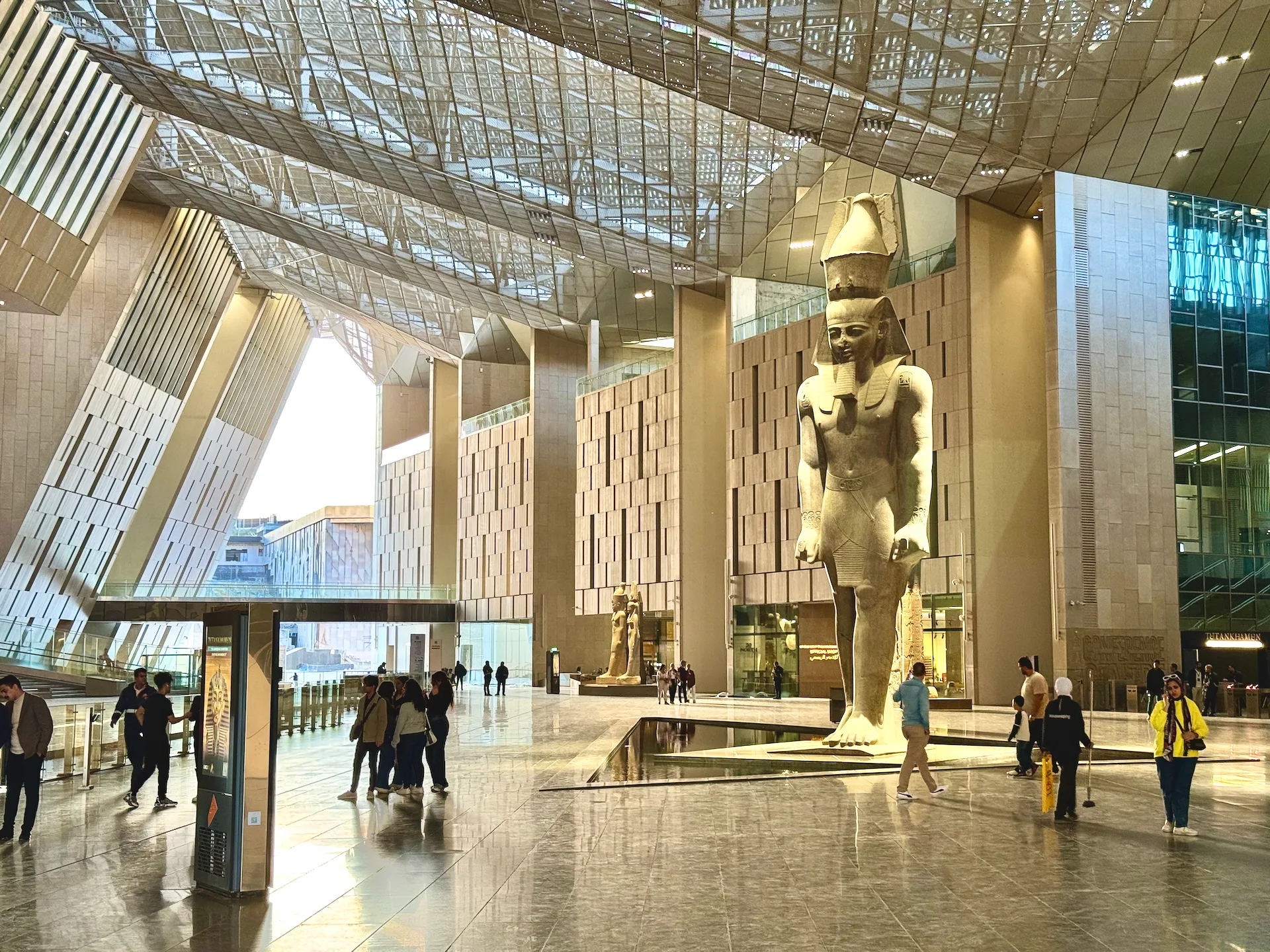 Grand Egyptian Museum, Giza, Egypt Main hall of the Grand Egyptian Museum, with Ramesses II's statue
