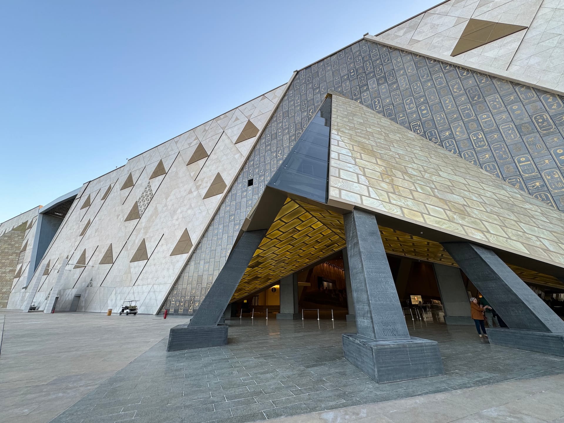 Grand Egyptian Museum, Giza, Egypt You can actually see the whole that the sun shines through twice a year on the facade of the GEM