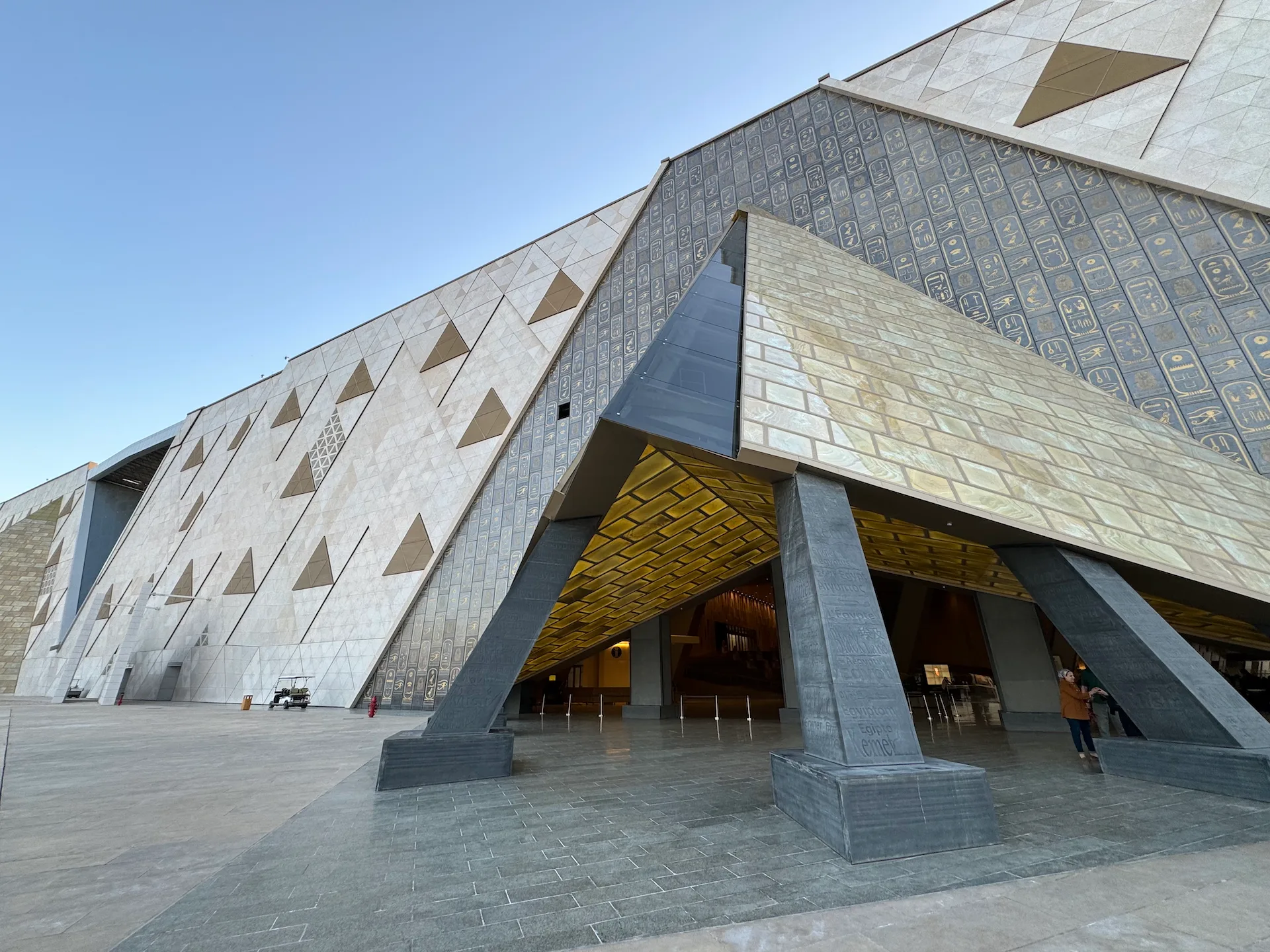 Grand Egyptian Museum, Giza, Egypt You can actually see the whole that the sun shines through twice a year on the facade of the GEM