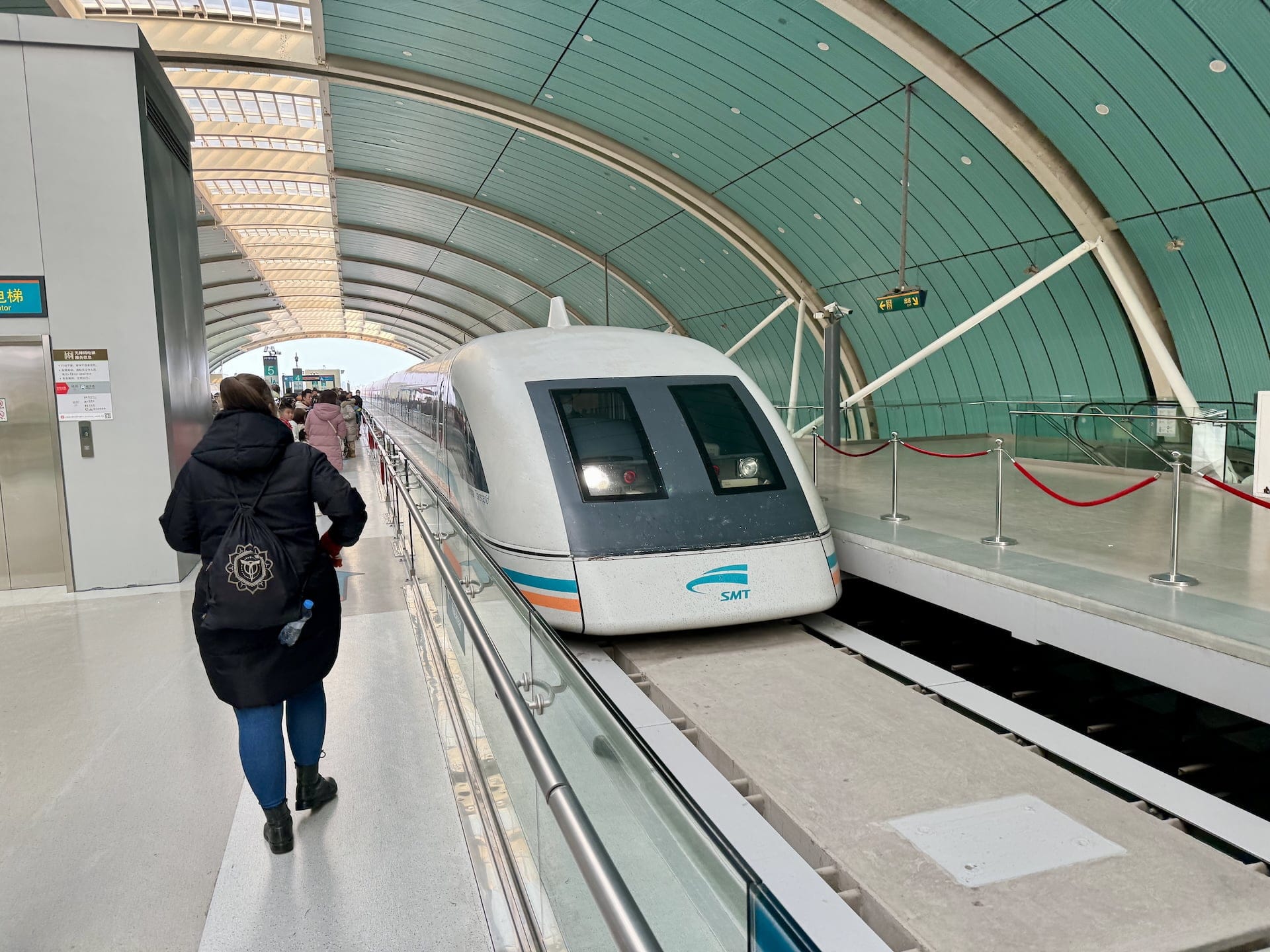 Shanghai, China Shanghai Maglev at Langyong Station, departing for the airport.