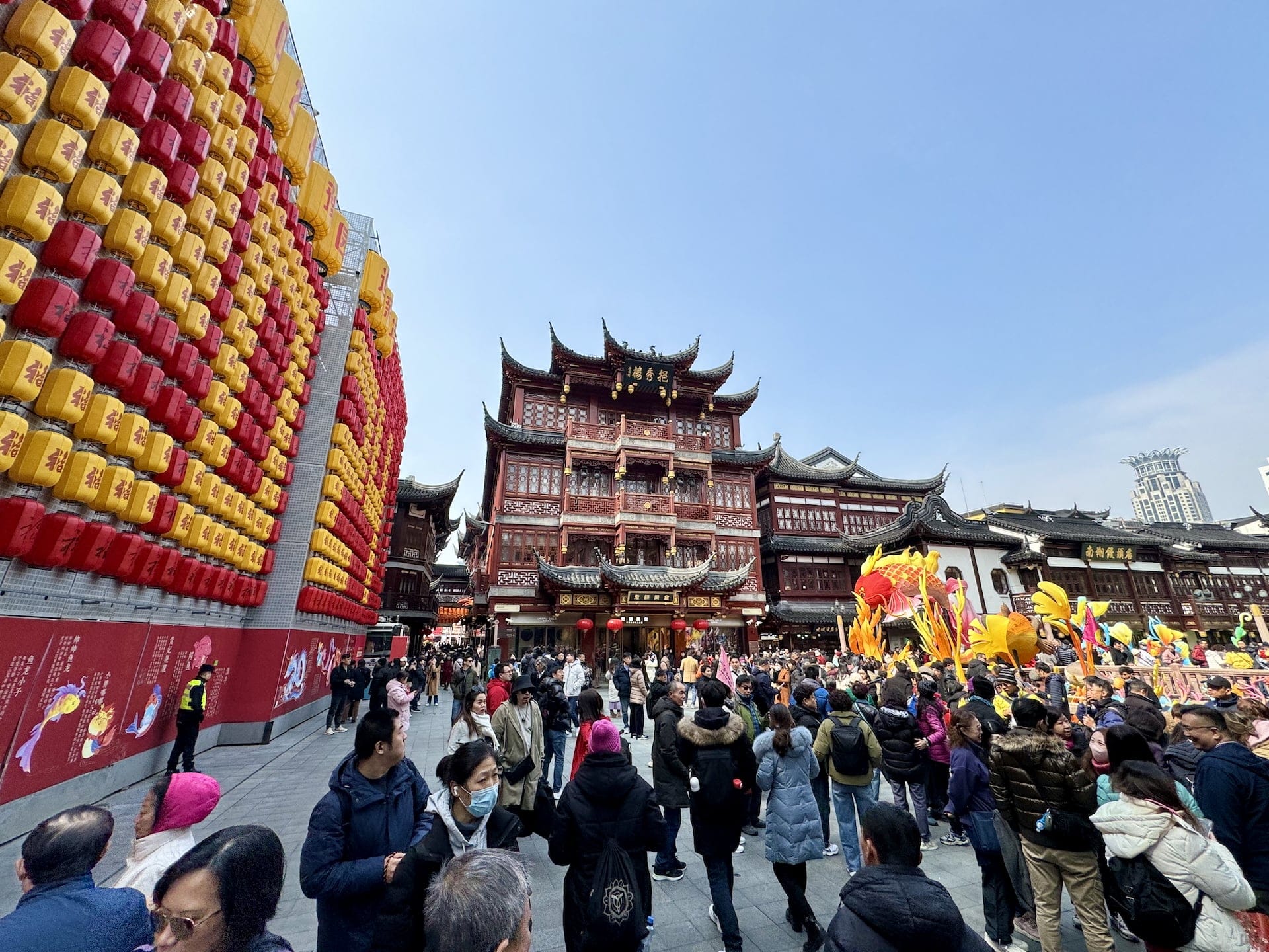 Shanghai, China Lanterns, dragons and crowds – some kind of a festival near Yu Garden.