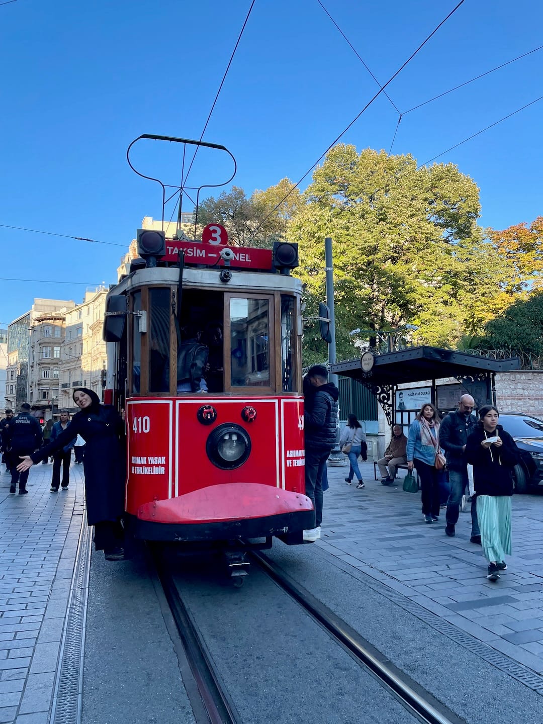 Istanbul, Turkey retro tram line in Beyoğlu