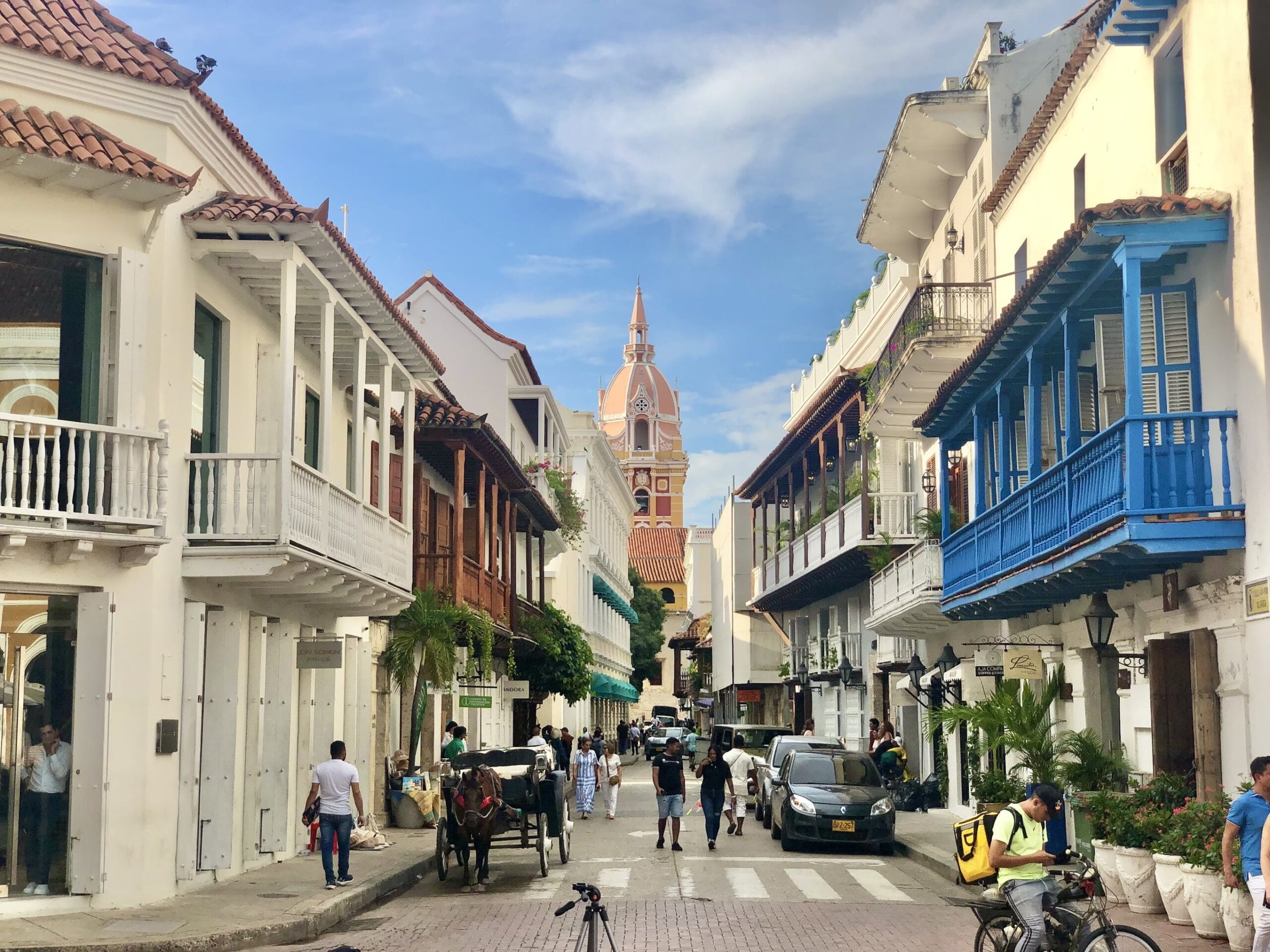 Typical colonial street of Cartagena, Colombia