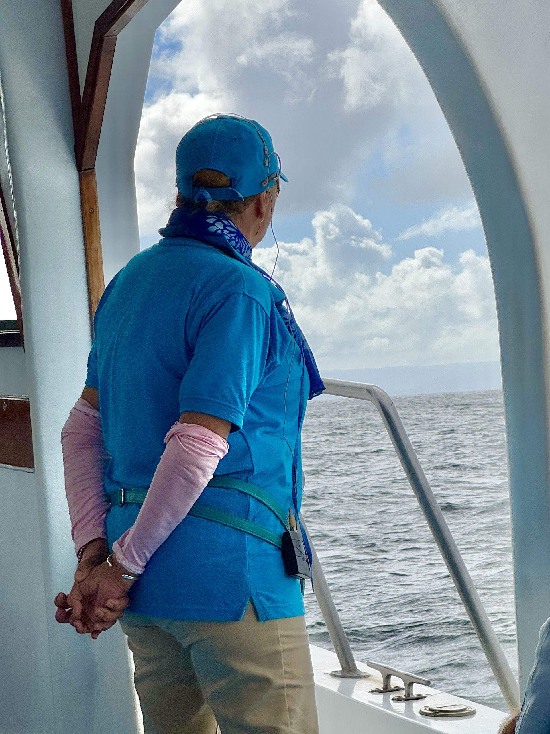 Kim Beddall aboard Pura Mia.