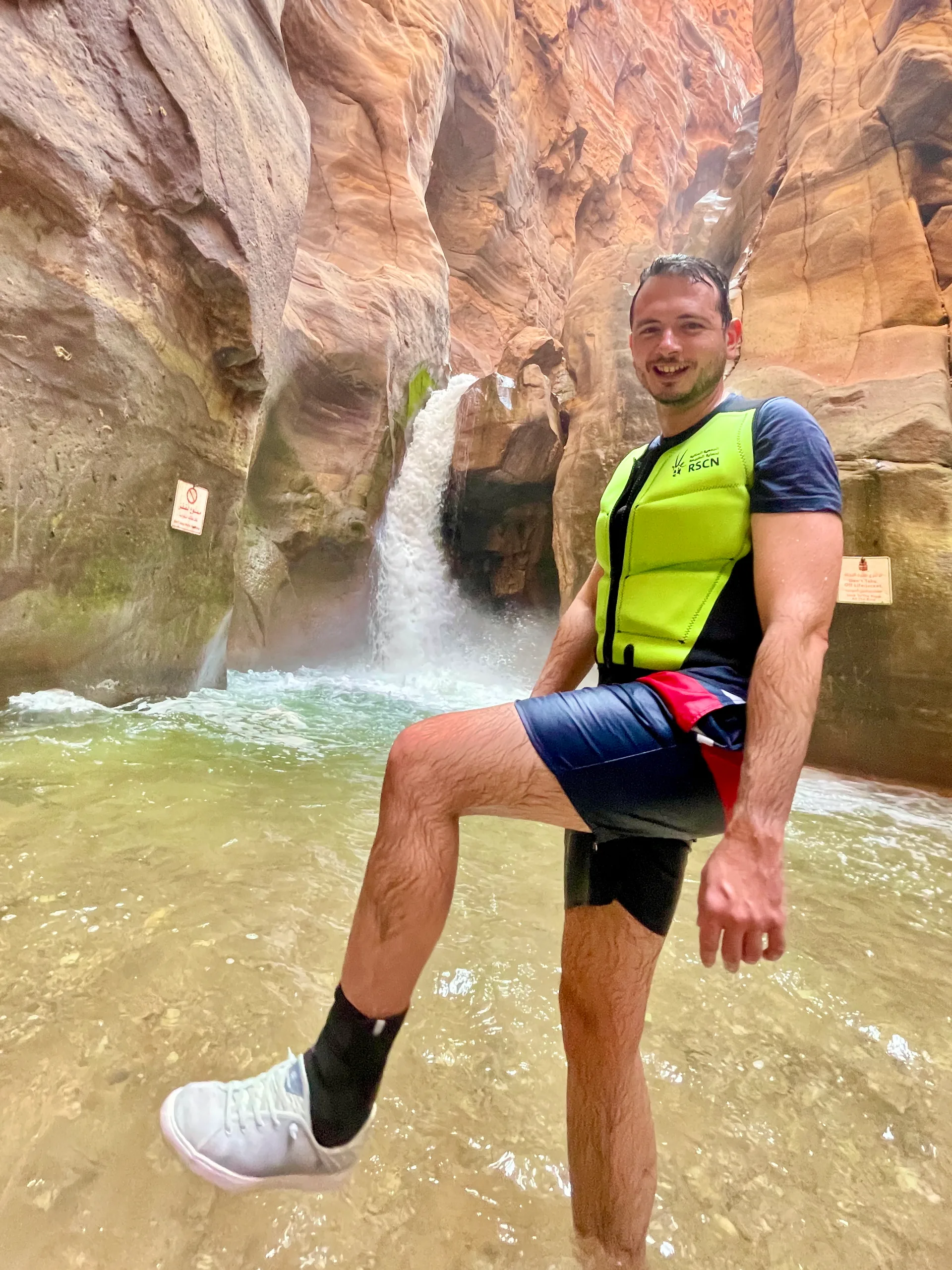 The Sunset was amazing even with an ankle brace in Wadi Mujib, Jordan.