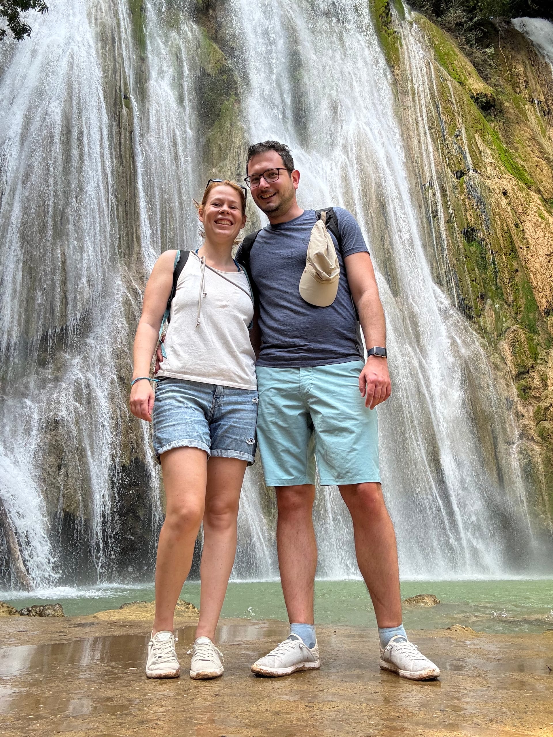 Tropicfeel review: Sunset, DR Wearing Sunsets with Andrea at El Limón waterfall in the Dominican Republic.