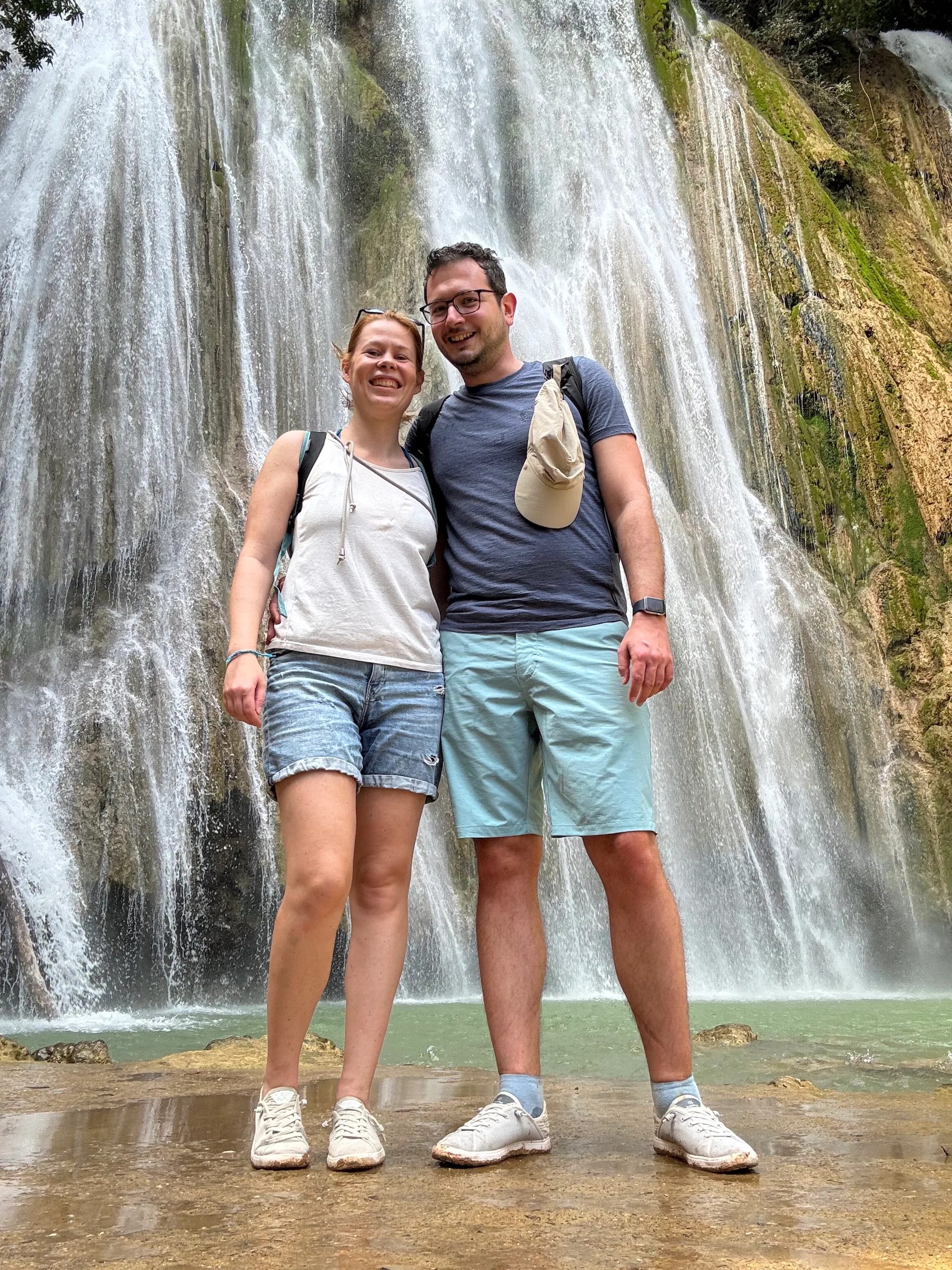Wearing Sunsets with Andrea at El Limón waterfall in the Dominican Republic.