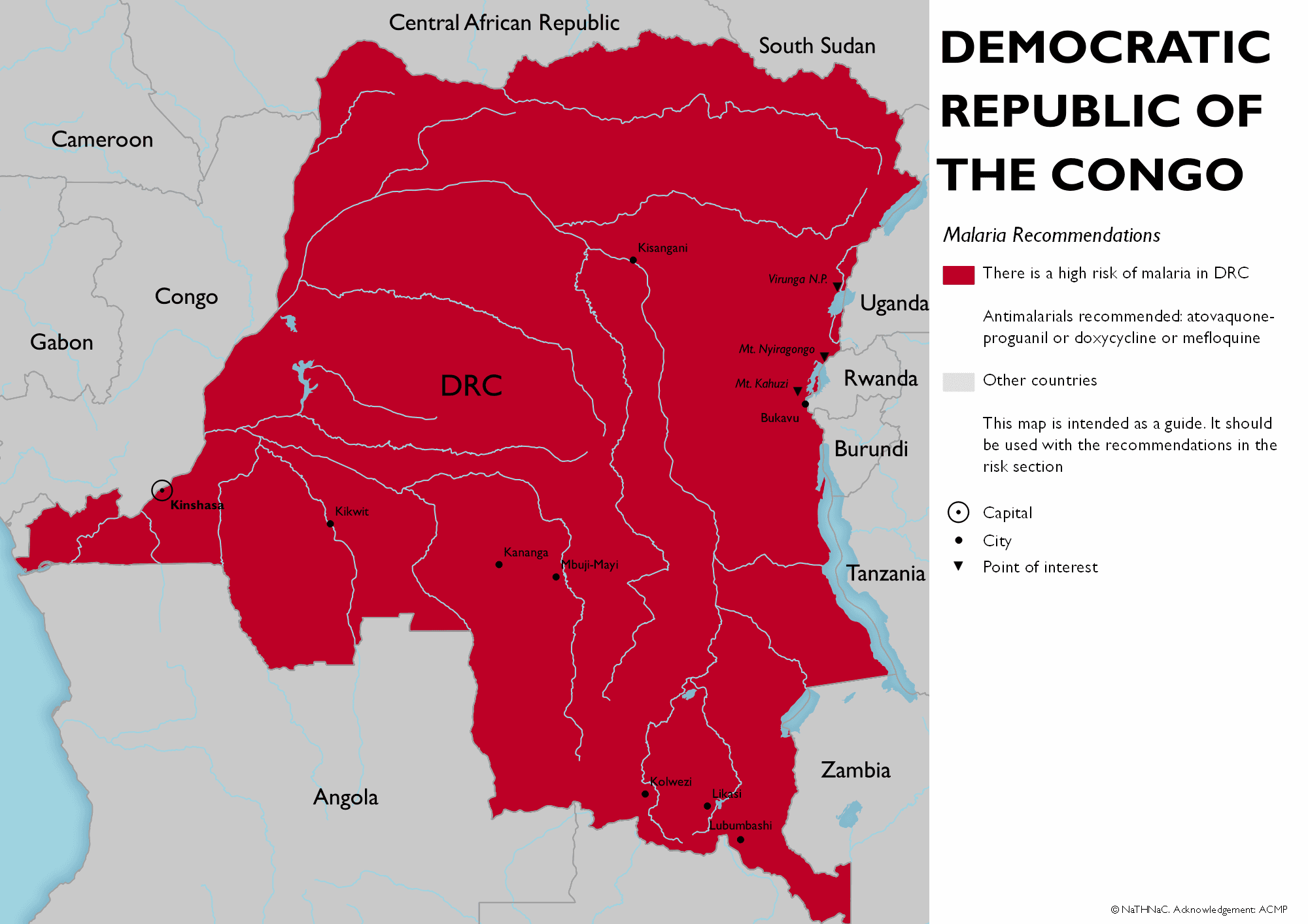 DRC malaria map Malaria map of the Democratic Republic of the Congo from NaTHNaC, mid-2025.