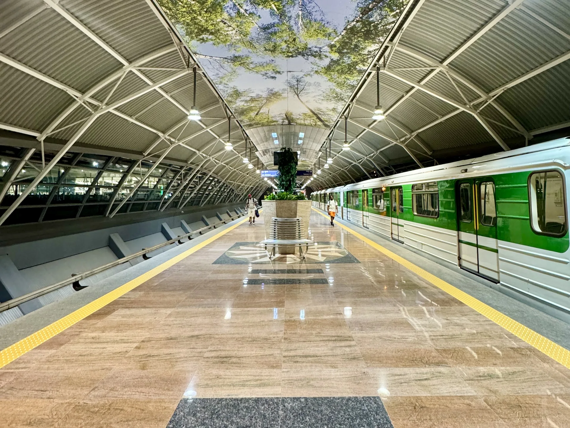 The platform of the metro station at the airport.