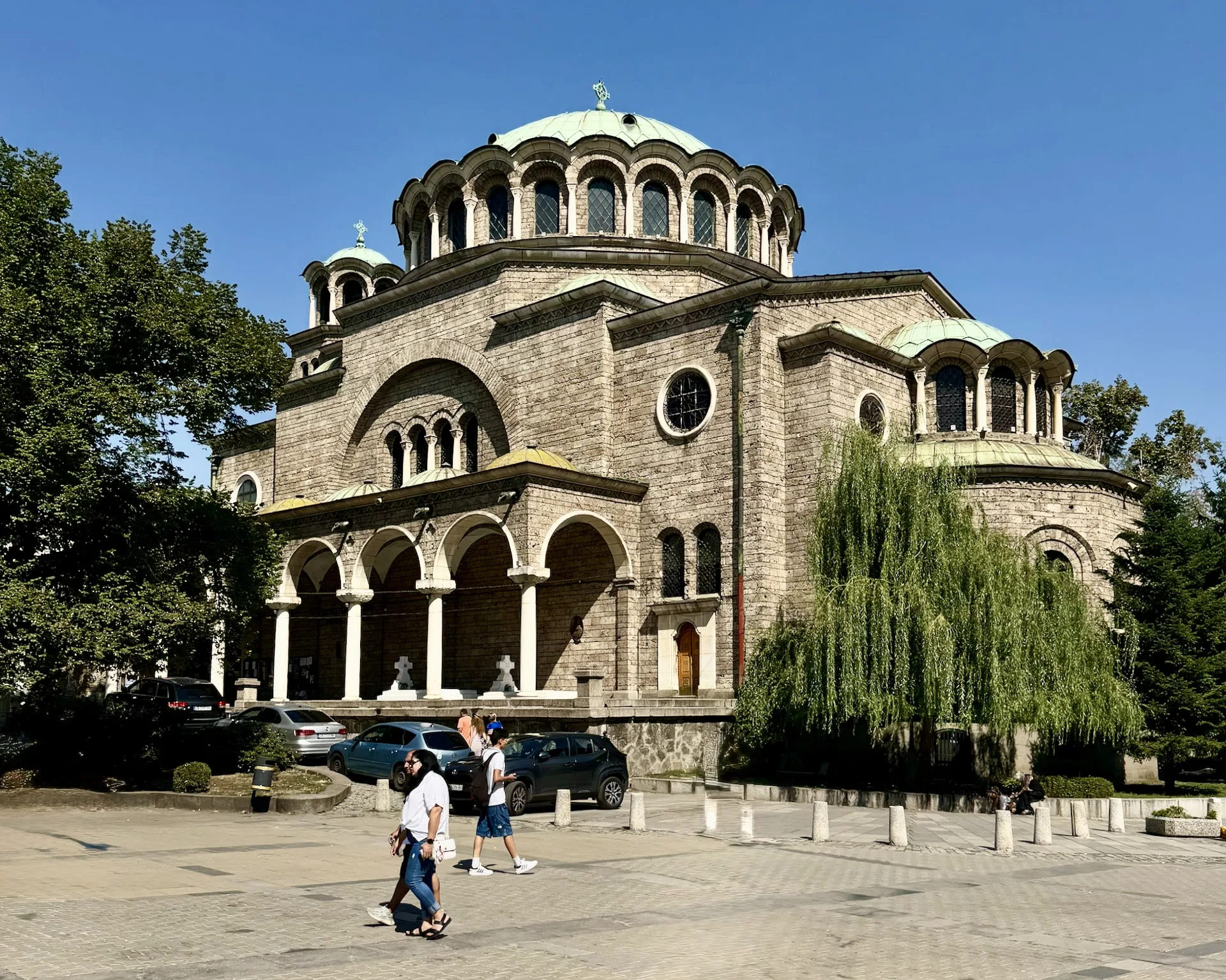 The first church on the walk is the Saint Nedelya Orthodox Cathedral, built in the Byzantine style.