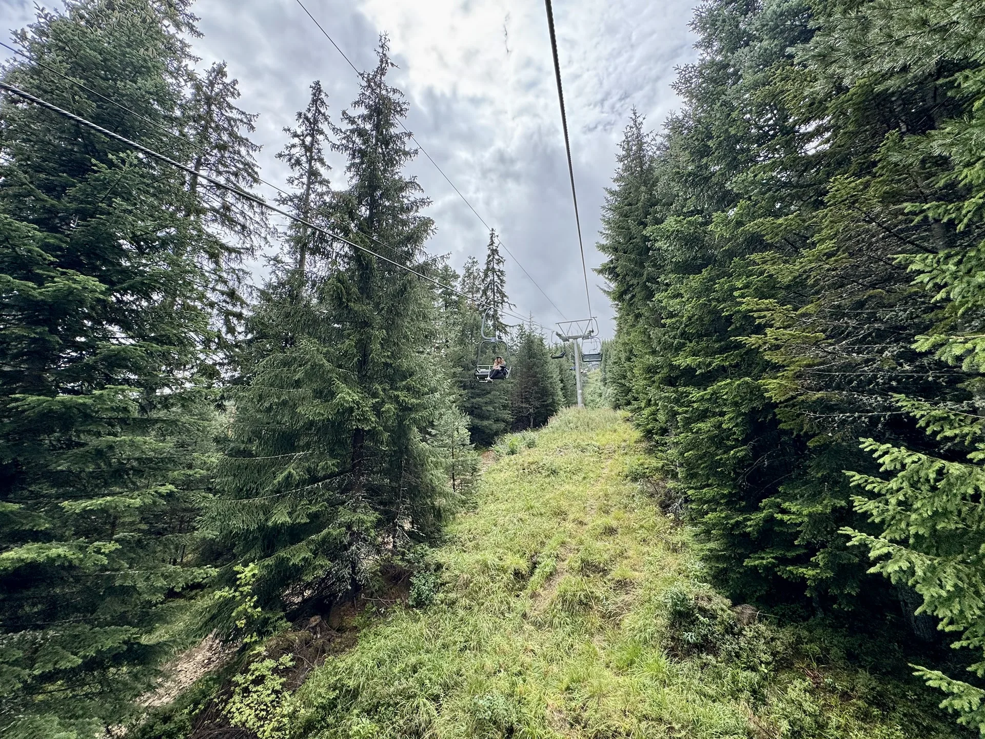 Taking the lanovka in bad weather and being the only ones going up