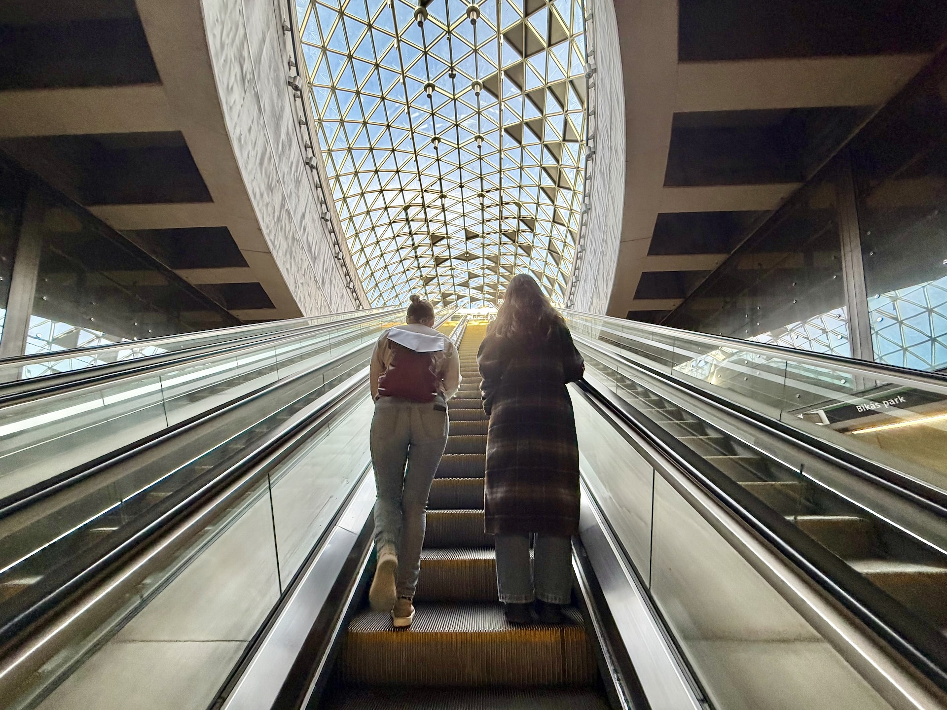 Escalator at one of the M4 metro stations.