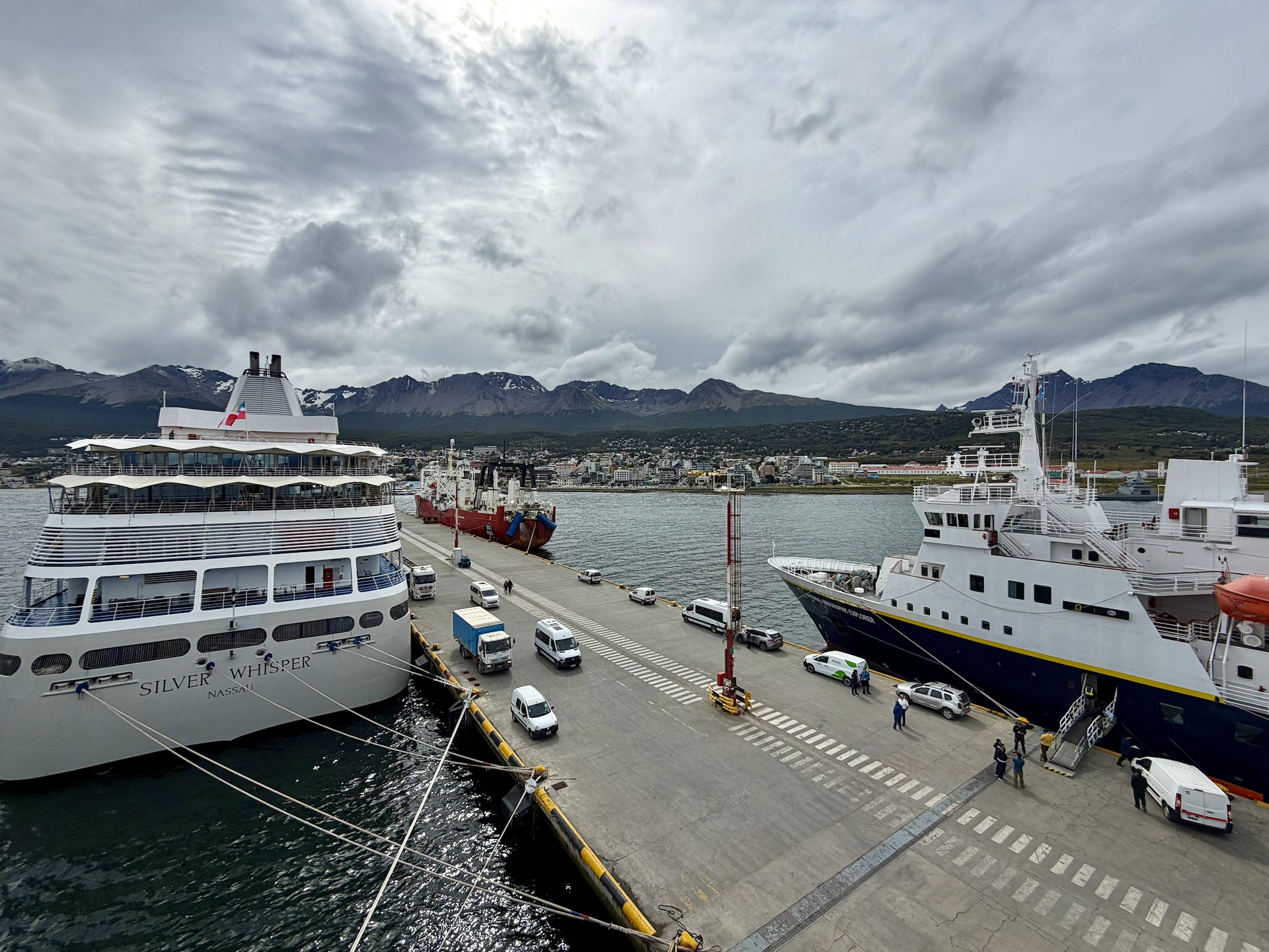 Sailing out of Ushuaia harbor aboard the Ocean Albatros.