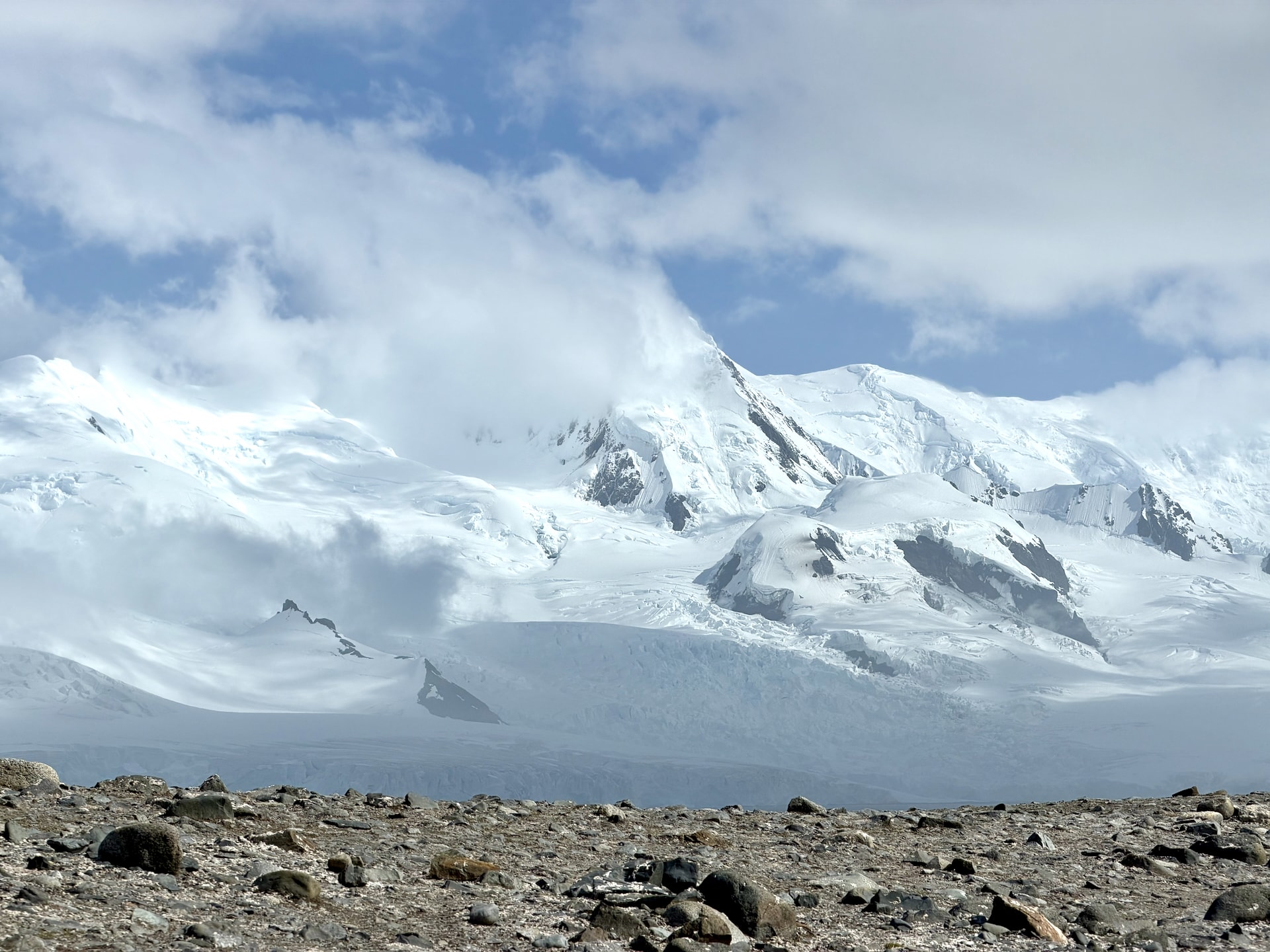 Snow-covered mountains on the Antarctic Peninsula