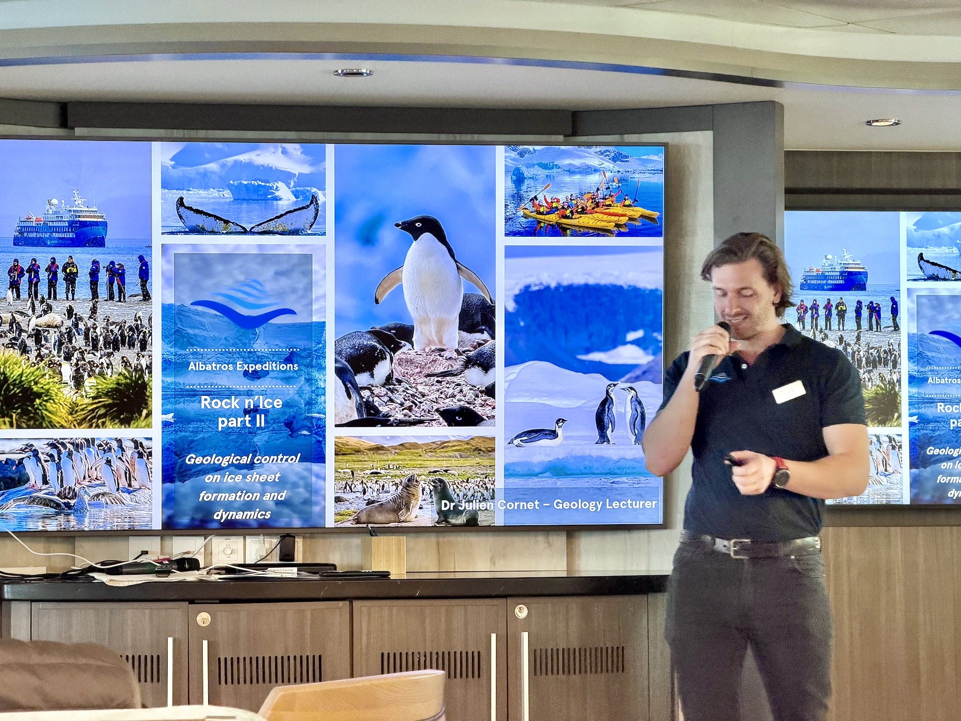 Julien, the resident geologist, during his second lecture on Antarctica's composition and formation