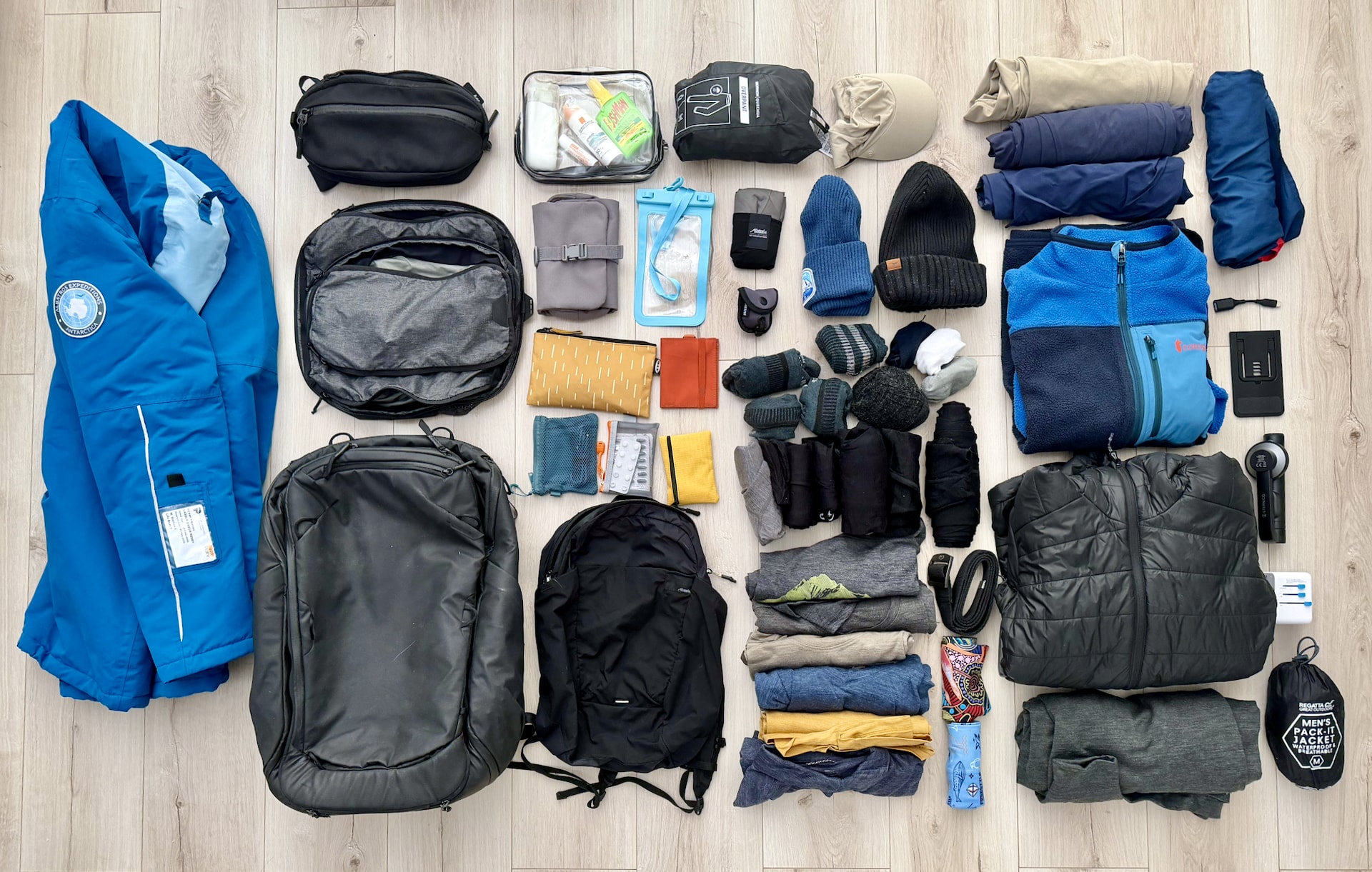 It looks like a lot, but it all fits. The parka you receive on the ship is what can cause packing trouble for the rest of the trip.