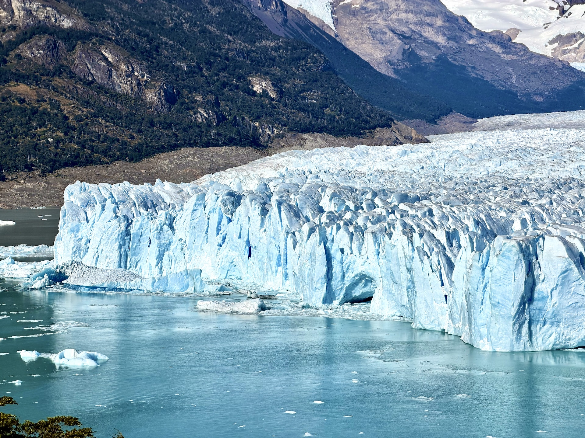 Perito Moreno glacier face Lago Argentino Los Glaciares National Park Argentina Perito Moreno glacier face with blue ice towers and floating icebergs on Lago Argentino, Los Glaciares National Park, Argentina