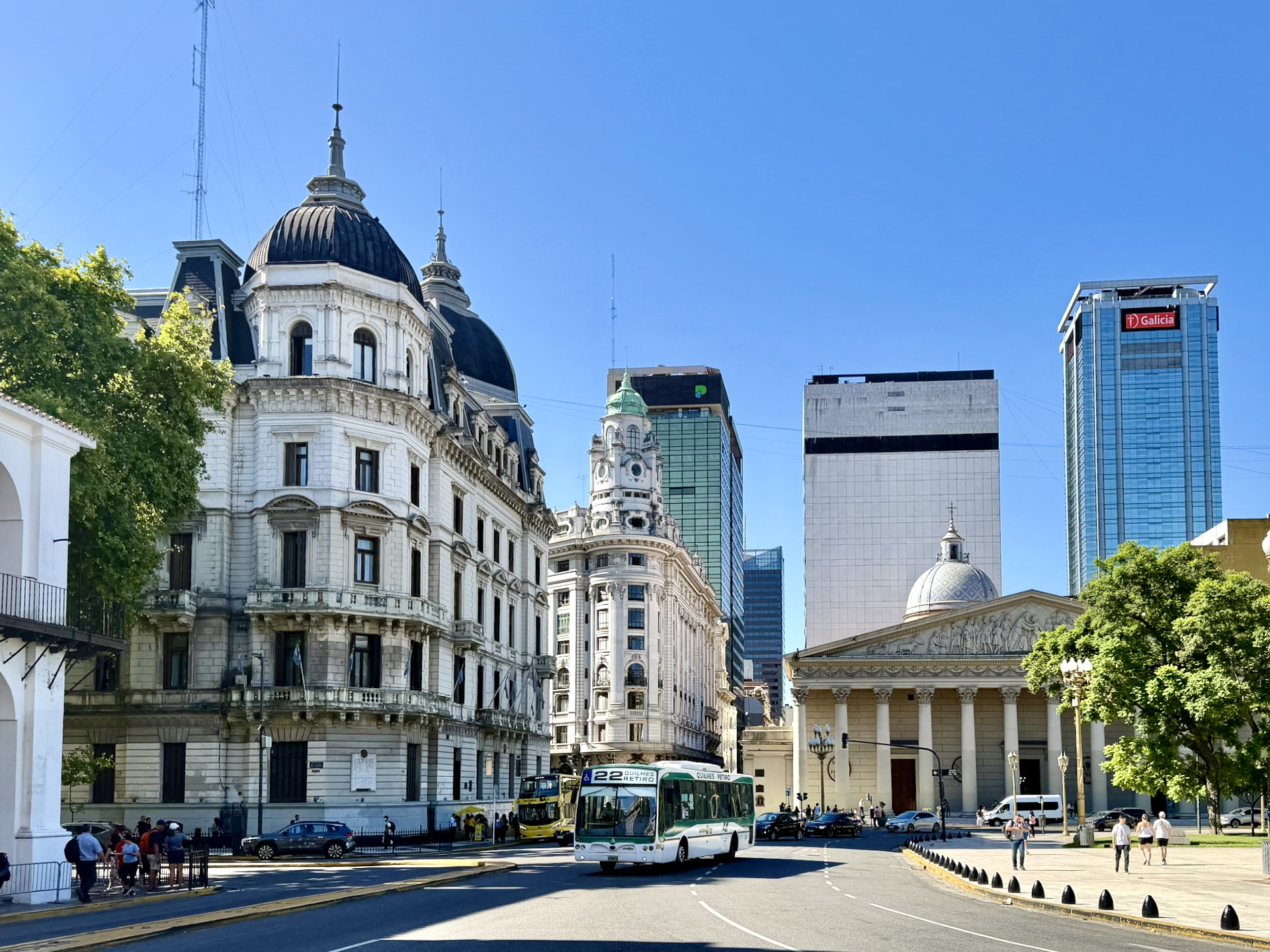 Plaza de Mayo Palacio Municipal and Metropolitan Cathedral Buenos Aires Argentina Palacio Municipal and Catedral Metropolitana at Plaza de Mayo with modern towers behind, Buenos Aires, Argentina