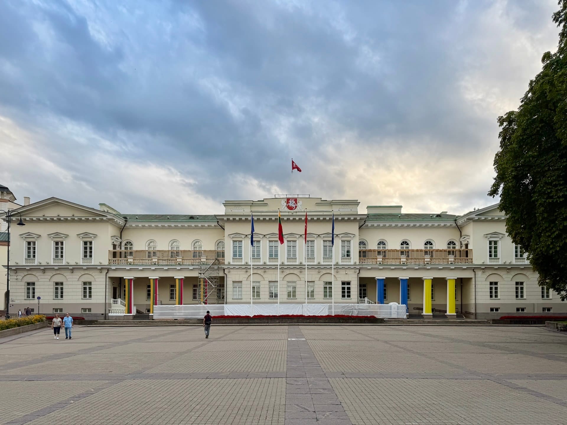 Presidential Palace of Lithuania in Vilnius The Presidential Palace of Lithuania in Vilnius, flags flying on the empty square in front of it.